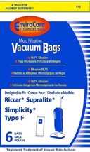 Riccar Vacuum Bags Type F 6 Pack by Envirocare 812 - £9.78 GBP