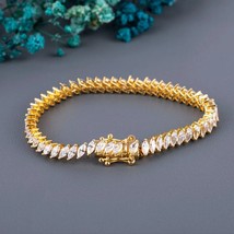 12Ct Marquise Simulated Diamond Luxury Tennis Bracelet in 14K Yellow Gold Over - £187.47 GBP