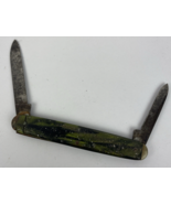 Vtg Knife Syracuse Knife Co 2 Blade Tiger Pocket Foldout Knife USA GREEN - $24.40 CAD