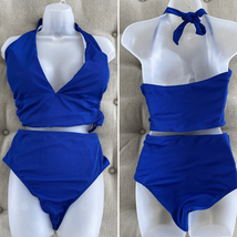 NEW SHEIN Cobalt Blue Ribbed Bikini High Waist Halter 4X - $16.20
