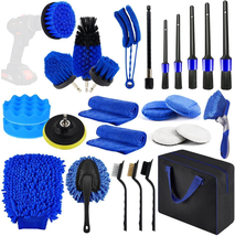 27Pcs Car Kit, Interior Car Cleaning Auto Detailing Dill Brush Kit (Storage Bag) - £42.64 GBP