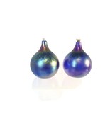 2 Vtg Signed Roger Vines Studio Art Glass Oil Lamps Iridescent Purple Bl... - £35.37 GBP