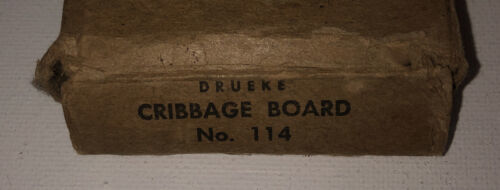 Wm, F. Drueke & Sons Grand Rapids 4, Michigan Vintage Cribbage Board W/ Box 114 - $18.40