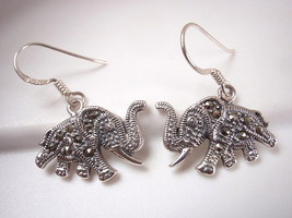 Elephant Marcasite Dangle Earrings 925 Sterling Silver Dangle Corona Sun - £11.49 GBP