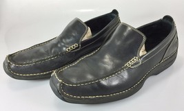 Cole Haan 11.5 M Black Leather Loafers Contrast Stitching Shoes Slip-On - $35.77