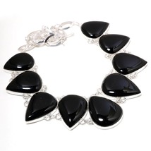 Black Onyx Pear Shape Gemstone Valentine&#39;s Gift Necklace Jewelry 18&quot; SA 2640 - £11.00 GBP