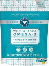 Trident Pure Catch Wild Alaska Omega 3 Fish Oil Supplement 60 Count Soft Gels - £11.56 GBP