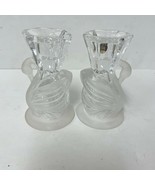 Lead Crystal Swan Taper Candle Holders By PartyLite Lot Of 2 Very Nice - $336.23 MXN