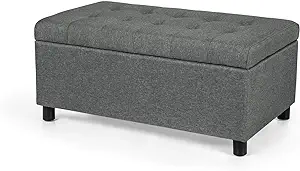 35&quot; Large Fabric Upholstered Rectangular Tufted Storage Ottoman Bench Wi... - £224.15 GBP