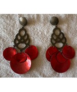 Vintage, never worn, earrings, brincos, earrings, height 8.5cm, metal - €12,79 EUR