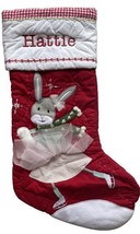 Pottery Barn Kids Quilted Skating Bunny Christmas Stocking Monogrammed HATTIE - $24.75