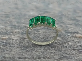 Green Emerald Natural Gemstone Women Sterling Silver Ring Jewelry - £51.07 GBP