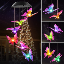 Mom Gifts for Mothers Day Grandma Gift, Butterfly Solar Wind Chimes for outside - £18.20 GBP