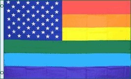 RAINBOW AMERICAN STARS STRIPS  3 X 5 FLAG 3x5 decor sign  GAY US FLAGS F... - £5.12 GBP