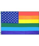 RAINBOW AMERICAN STARS STRIPS  3 X 5 FLAG 3x5 decor sign  GAY US FLAGS F... - $6.64