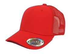 Solid Red - Trucker Hat Cotton Mesh Solid Polo Style Baseball Cap - £14.68 GBP