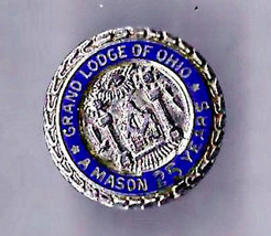 MASONIC Grand Lodge Ohio 25 Years Sterling Tie Tac Pin - £7.92 GBP