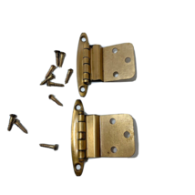 2 Copper Semi Concealed Cabinet Door Hinge 3/8 in Inset 5 Knuckle MCM Vi... - $8.95