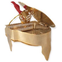 Grand Baby Piano Filigree Ornament Christmas Gold Metal Instrument Classical Vtg - £11.96 GBP