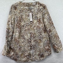 New Chicos Womens Snake Print Tunic Blouse Size Small Neutral Python Long Sleeve - £19.37 GBP