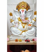 Marble Dust Ganesha Idol for home decor, office entrances, temple altar.... - $355.00