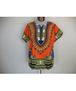 Unisex Orange African Dashiki Top. Multi Color. Large. Short Sleeve. 100... - €13,66 EUR