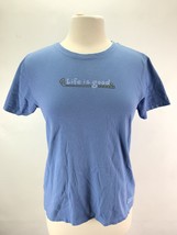 Life is Good Women Shirt Sz Med Blue Golf Club Cotton Graphic T Casual - £13.19 GBP