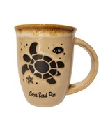 Cocoa Beach Pier Drip Glaze Mug w/ Turtle Fish Beige Brown Never Used w/... - $22.99