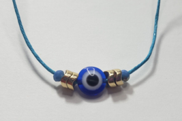 Good Luck eye NECKLACE evil eye choker Kabbalah protection blue cord wom... - $14.80