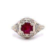 Authenticity Guarantee 
14k White Gold Art Deco .74ct Genuine Natural Ruby Fi... - £801.06 GBP