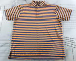 Peter Millar Polo Shirt Mens Large Orange Navy Blue Striped Summer Comfort - $29.69
