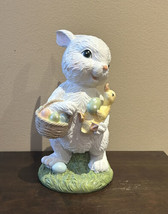 Cute Easter Bunny Rabbit Holding Duck &amp; Easter Egg Basket New  - £35.34 GBP