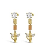 Angel Drop Dangle Earrings Real 14k Yellow Rose Gold Stud Cz - £448.30 GBP