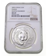 2003 China S10Y Silver Panda Frosted Bamboo NGC MS69 1 Oz - $5,691.68 MXN