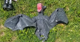 Halloween Decor  l2&quot; wide  black rubber bat with redish head and eyes - $15.00