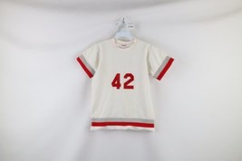 Vintage 50s Mens Medium Striped Short Sleeve Baseball Jersey Shirt White USA - £147.89 GBP