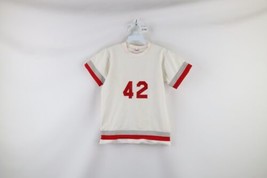 Vintage 50s Mens Medium Striped Short Sleeve Baseball Jersey Shirt White USA - £141.51 GBP