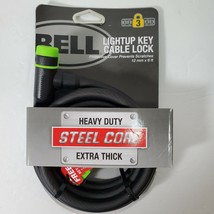 Bell Bike Lightup Key Cable Lock 12mm x 6 ft NEW Heavy Duty Steel Core Thick - £10.15 GBP