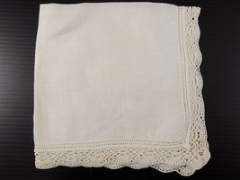 Vintage WHITE HANDKERCHIEF HANKIE White Crocheted Border Cutwork Trim 11... - £3.26 GBP