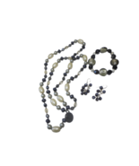 Vtg Lot of 4 Costume Jewelry Beaded Necklace Dangle Earrings Stretch Bra... - £7.57 GBP