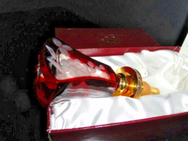 Faberge Ruby Red and Clear Cut Crystal Bottle Stopper NIB - $395.00