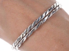 2 Vintage Southwestern Twisted rope sterling silver bangles - £94.14 GBP