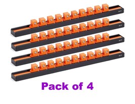 Pack 4 Hyper Tough 1/2-INCH Drive Socket Holder Aluminum Rail Holds 10 Sockets - £22.15 GBP