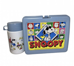 Vintage NEW-RARE Peanuts Snoopy Joe Cool &amp; Friend&#39;s Lunch Box PLUS THERM... - £39.31 GBP