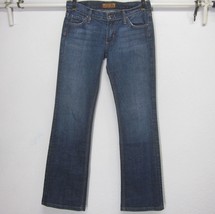 JAMES JEANS GRAPHITE (27) L30 DARK BLUE STRETCH BOOT CUT JEANS DRY AGED - $10.55