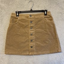 Express Skirt Women 4 Brown Button Up Pockets Mini Mid-Rise Casual Velvet - £9.38 GBP
