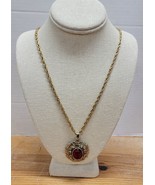 Vtg Goldtone Red Jewel Center Pendant &quot;Secret of NIMH&quot; Necklace Costume ... - £14.81 GBP