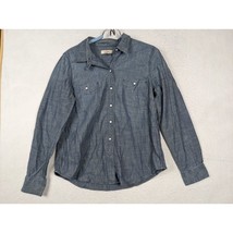 Lands End Canvas Button-Up Chambray Shirt Size 14 100% Cotton - £11.32 GBP