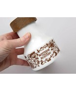 Milk glass mustard pot Belgium Vintage brown flower pattern spice jar co... - $25.31 CAD