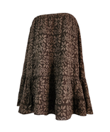 Fresh Produces (XL) Brown Ruffled Floral Print 100%Cotton Midi Skirt Mad... - $25.92